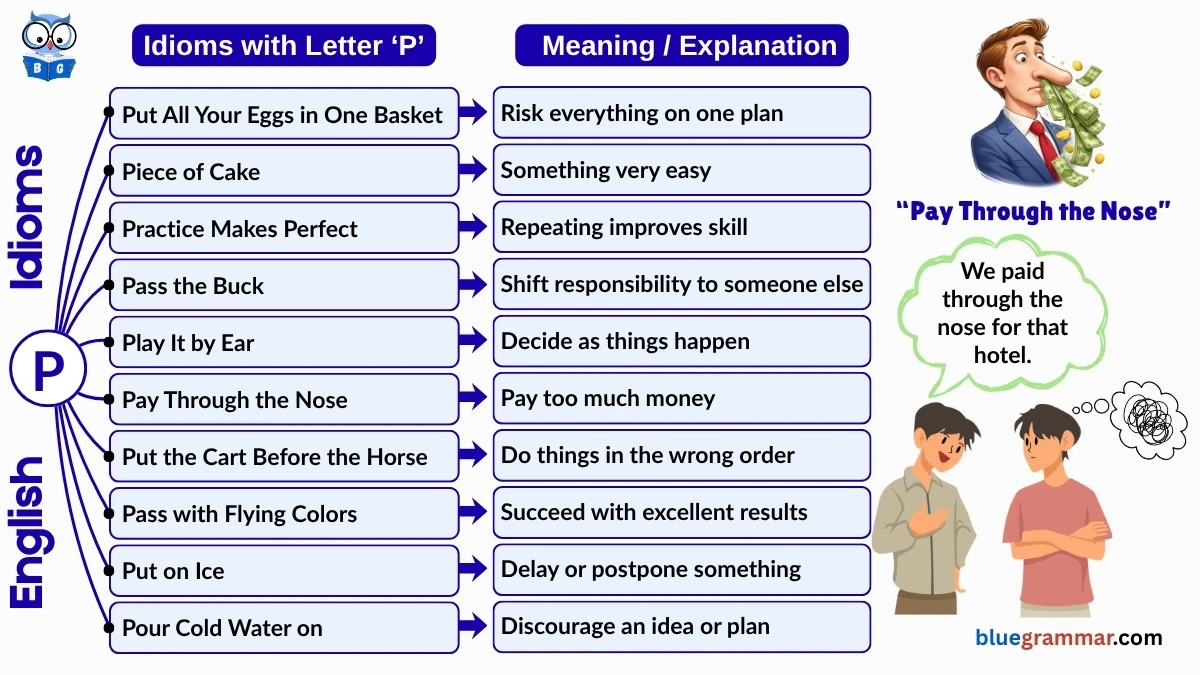 Idioms Starting with Letter P (Meanings and Examples)