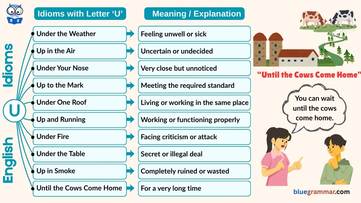 Idioms Starting with Letter U (Meanings and Examples)