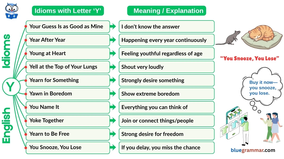 Idioms Starting with Letter Y (Meanings and Examples)