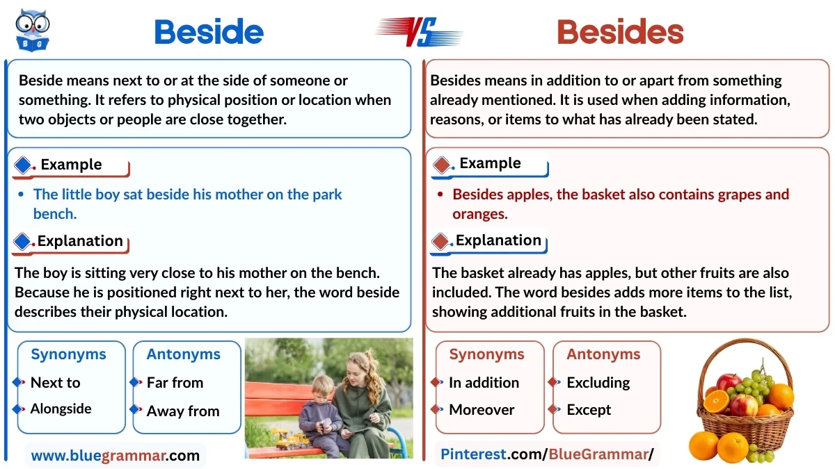 Beside vs Besides