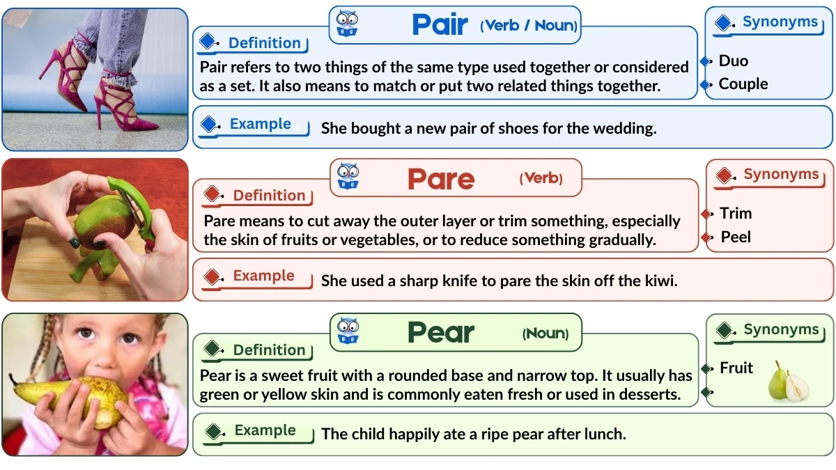 Pair vs Pare vs Pear