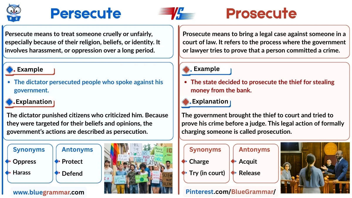 Persecute vs Prosecute