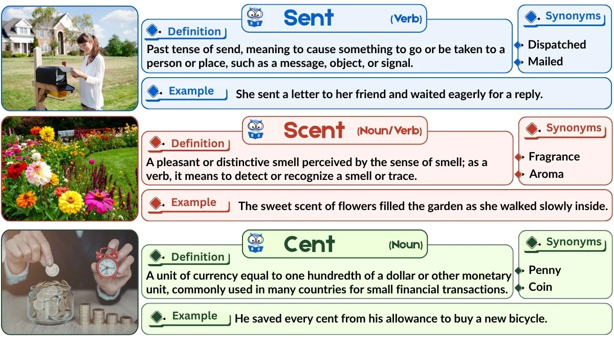 Sent vs Scent vs Cent