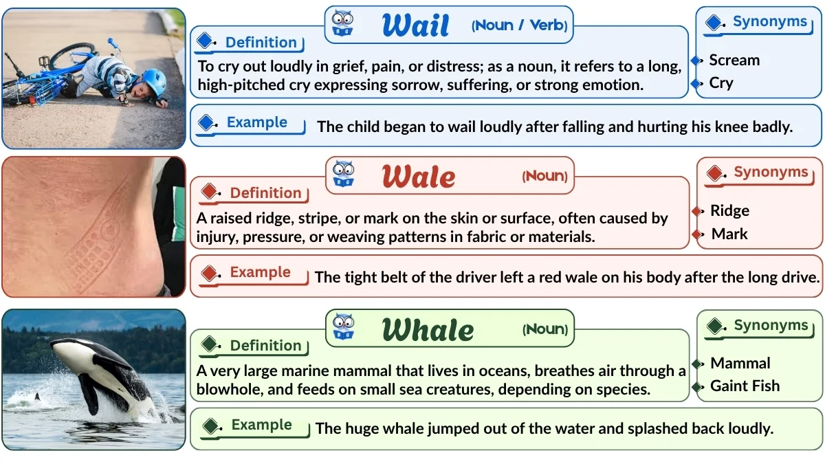 Wail vs Wale vs Whale