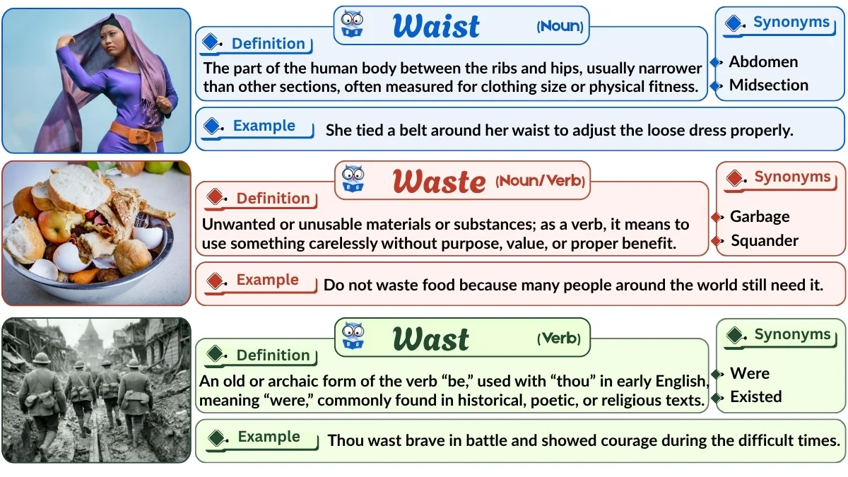 Waist vs Waste vs Wast