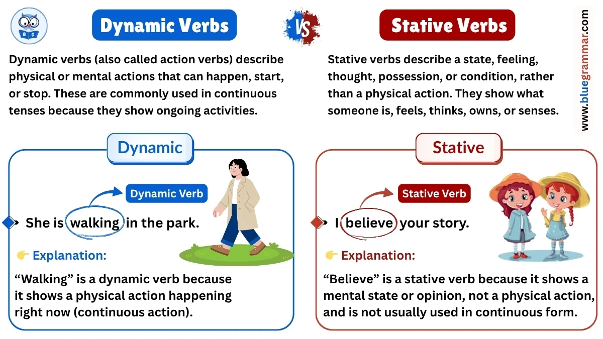 Dynamic (Action) Verbs vs Stative Verbs (With Clear Examples)
