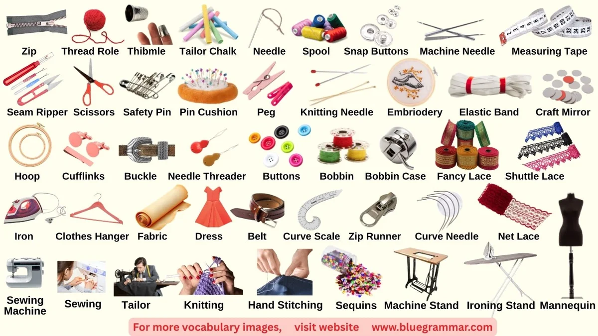 Sewing and Stitching Vocabulary